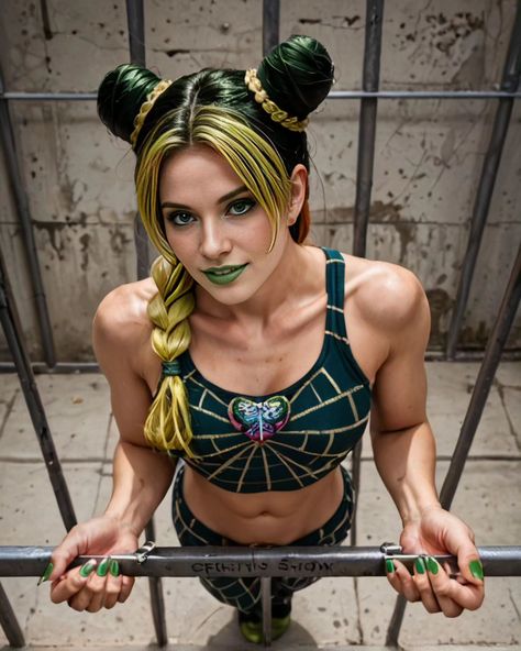 J is for... Plankton.. really? *Blinks* .... I mean J is for Jolyne Cujoh. Rounding out the J's in my #AtoZofCosplay is the first female JoJo of the JoJo's bizzare adventure series. I will confess I have never got into JJBA but I just love the designs of it's characters - they are so unlike anything really in anime or gaming and just embody such strong LGBT energy ❤️🏳️‍🌈 #cosplay #jolynecujoh #jolynecosplay #jjba #AICosplay #AIModel #icantstrandit #CosplayLife You expected a meme or dee... Joylene Cujoh Cosplay, Jolyne Hair, Jolyne Kujo Manga, Jolyne Kujo Cosplay, Jolyne Cosplay, Jojo Outfits, Jjba Cosplay, Jjba Characters, Jojo Cosplay