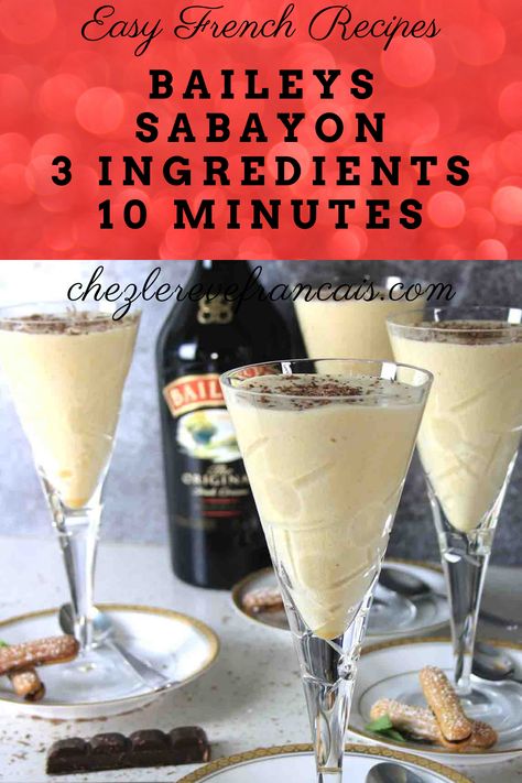 Ready to make and eat in minutes, this Baileys sabayon or zabaglione is light and delicious. #baileys #sabayon #zabaglione #baileysdesserts Boozy Recipes, Easy French Recipes, Frozen Drink Recipes, Baileys Recipes, Frozen Cocktail Recipes, Light Dessert, Recipes For Entertaining, Light Desserts, French Recipes