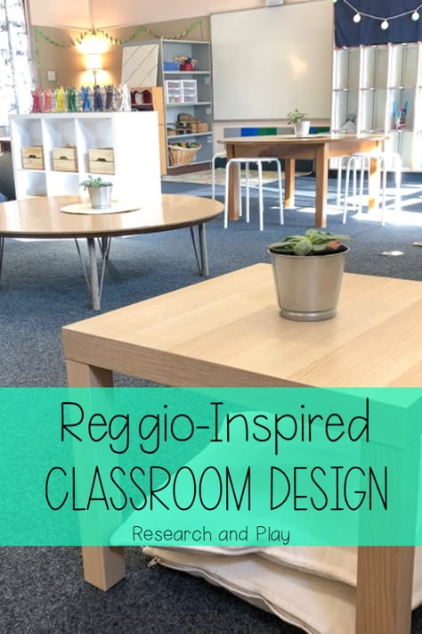 Read about how a kindergarten classroom became a more Reggio-inspired space, including how furniture, colors, and lighting played a big role. Learn small ways to incorporate Reggio Emilia into your classroom using natural materials, real-world objects, and spaces designed for children. Kindergarten Classroom Setup, Reggio Emilia Classroom, Reggio Emilia Approach, Reggio Inspired Classrooms, Reggio Emilia Inspired, Reggio Classroom, Preschool Rooms, Prek Classroom, Modern Classroom