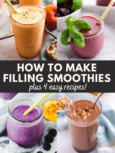 Filling Breakfast Smoothie, Jus Tomat, Filling Smoothie, Delicious Smoothie Recipes, Nutritious Smoothie Recipes, Peach Kitchen, Lunch Smoothie, Nutribullet Recipes, Smoothie Recipes Healthy Breakfast