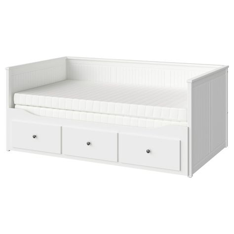 HEMNES Daybed with 3 drawers/2 mattresses, white/Meistervik firm, Twin - IKEA Hemnes Daybed, Hemnes Day Bed, Hemnes Bed, Bed And Storage, Day Bed Frame, Guest Bedroom/office, Daybed Frame, Painted Beds, Single Bed Frame