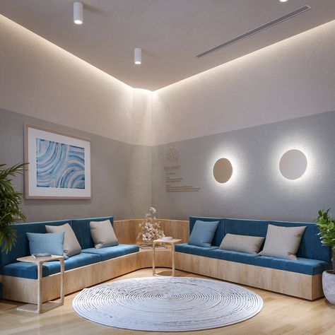 Japanese Clinic Interior Design, Minimalist Waiting Area Design, Waiting Area Design Clinic, Zen Clinic Interior Design, Psychiatry Clinic Interior Design, Clinic Aesthetic Interior, Aesthetic Clinic Waiting Area, Patient Room Design Healthcare, Small Clinic Waiting Area