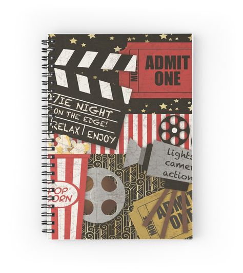 Movie Notebook, Tas Totebag, Lights Camera Action, Premade Scrapbook, Cinema Movies, Fold Cards, Cover Ideas, Fancy Fold Cards, Home Movies