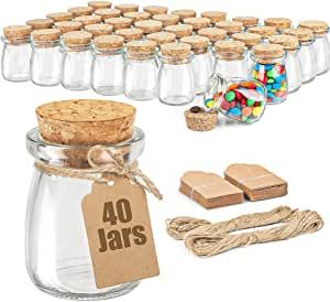 Ritayedet 40 Pack Glass Favor Jars with Cork Lid, 3.4 oz Small Glass Bottles for Wedding Favor, Baby Shower, Party Favor, Gift Jars for Candy, Bonus Twine and Labels Small Jars With Lids, Gift Jars, Favour Jars, Mini Mason Jars, Small Glass Bottles, Gift Jar, Glass Spice Jars, Mini Jars, Small Desserts