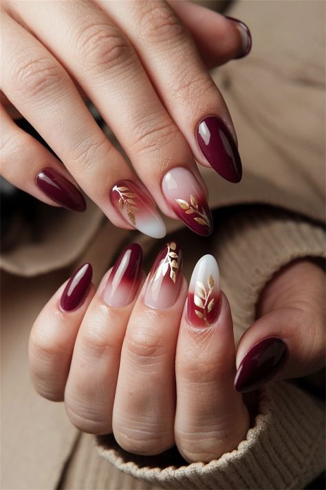 Embrace the spirit of the season with these cozy autumn-inspired gel nails! Picture warm hues of burnt orange and deep crimson, perfectly blended to capture the essence of fall. This stunning nail style not only showcases the beauty of the season but also offers durability and shine with gel application. Elevate your look with a touch of elegance and creativity that will have everyone asking for your fall nail ideas! Colourful Autumn Nails, Thanksgiving Brown Nails, November Nail Design Ideas, Autumn Wedding Nails For Bride, Fall Nails Elegant, Short Almond Nails Designs Fall 2024, Round Winter Nails, November Gel Nails, Cranberry Nails Fall