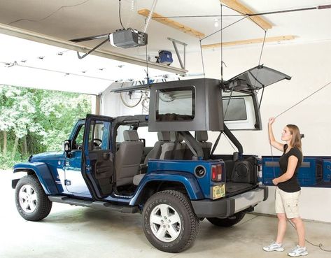 Jeep Hardtop Storage, Aksesoris Jeep, Jeep Ika, Jeep Hard Top, Jeep Tops, Camping Accesorios, Tj Wrangler, Suv Camping, Jeep Camping