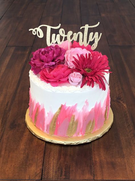 Shades of pink and strokes of gold adorned this red velvet cake for a twentieth birthday celebration! 😍🌺🌸 Taste and see that the Lord is good! Thanks for choosing Cristin’s Cake Creations for your custom cake order! Different Shades Of Pink Cake, Pink And Red Birthday Cake, Shades Of Pink Cake, Twentieth Birthday, Confirmation Ideas, Red Birthday Cakes, Pink Gold Birthday, Pink Birthday Cake, 40th Cake