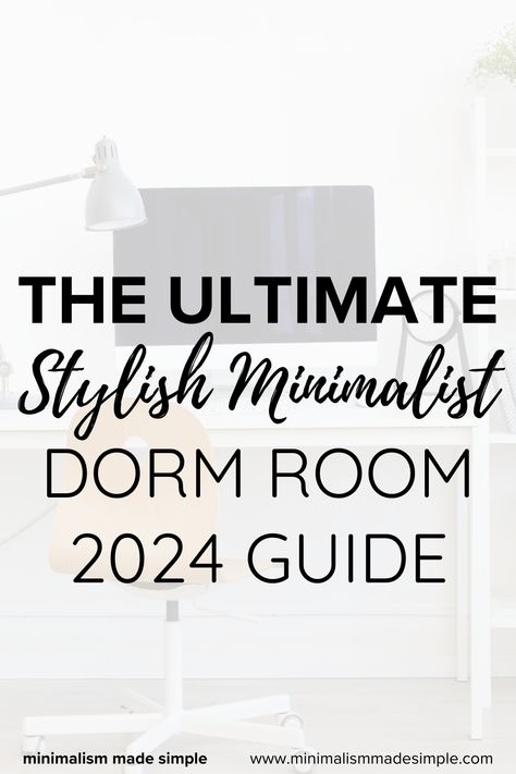 Transform your dorm room into a stylish sanctuary in 2024! ✨ Explore the ultimate guide for minimalist decor tips, organization hacks, and serene style. Dive into our latest blog at Minimalism Made Simple to elevate your space. Read more now! 🏡💙 #DormRoomStyle #MinimalistDecor #2024Inspiration #MinimalismMadeSimple Minimalist Dorm Room, Minimalist Declutter, Decluttering Ideas Minimalism, Kitchen Island Hanging Lights, Minimalist Dorm, Declutter Bedroom, Dorm Room Styles, Solid Wood Writing Desk, Modern Home Office Desk