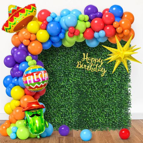 PRICES MAY VARY. GREAT VALUE MEXICAN PARTY DECORATIONS - The 129pcs mexican party decorations include 5 giant inflatable foil balloons: 1 cactus balloon, 1 sombrero balloon, 1 llama balloon, 1 fiesta balloon(18"), 1 star balloon(22"); 121pcs multicolor latex balloons(5"+10"+12", 7 colors); 100 glue points, 5m balloon chain, 10m ribbon. This is a complete and fantastic set of mexican theme party decorations. The distinct mexican atmosphere guarantees joy and high spirits for everybody throughout Fiesta Balloon Arch, Mexican Birthday Party Decorations, Taco Party Decorations, Mexican Fiesta Party Decorations, Mexican Theme Party Decorations, Fiesta Party Supplies, Mexican Birthday Parties, Mexican Party Decorations, Farm Themed Birthday Party