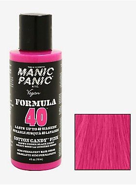 Manic Panic Formula 40 Cotton Candy Pink Semi-Permanent Hair Dye | Hot Topic Manic Panic Cotton Candy Pink, Plum Purple Hair, Permanent Hair Dye Colors, Punky Color, Color Depositing Shampoo, Dyed Hair Purple, Pink Hair Dye, Semi Permanent Hair Dye, Semi Permanent Hair Color