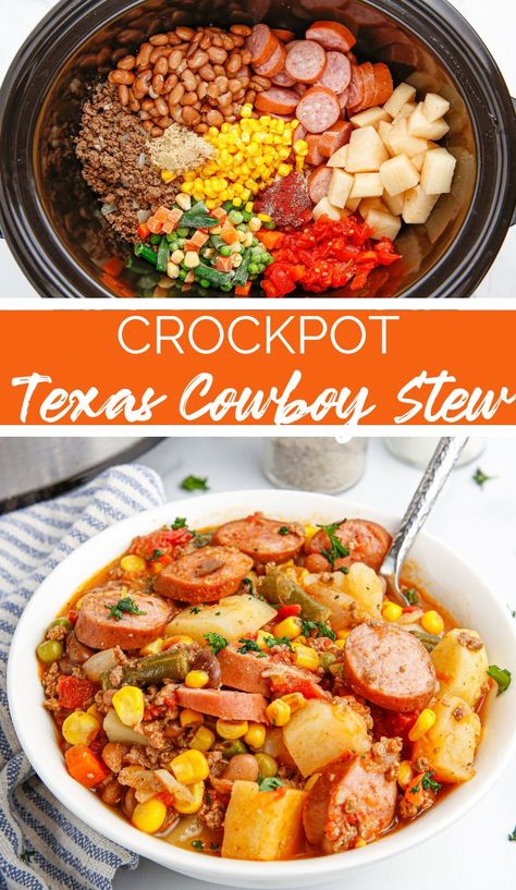 Texas Cowboy Stew, Stew Recipes Crockpot, Cowboy Stew, Crockpot Recipes Beef Stew, Crockpot Healthy, Easy Crockpot Dinners, Texas Cowboy, My Homies, Crockpot Soup Recipes