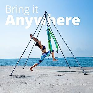 Yoga Trapeze Stand, Suitable for Aerial Silk, Yoga Swings, Stable Rock-Solid Aluminium, Indoor, and Outdoor Use | Rock-Solid Design: used for Yoga Trapeze, Swing, Hammocks, Olympic Rings, Heavy Bags, and as a Pull-Up Bar | Indoor & Outdoor: works both indoors and outdoors equally well on level or uneven surfaces like grass | #Yoga #Trapeze #Swing #Hammocks #OlympicRings #HeavyBags #PullUpBar #affiliatelink #amazon #prime Silk Yoga, Yoga Trapeze, Air Yoga, Aerial Yoga Poses, Yoga Inversions, Yoga Hammock, Yoga Space, Yoga Equipment, Outdoor Yoga