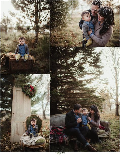 Christmas Mini Sessions With Couch, Boho Minis Photography, Winter Mini Shoot Ideas, Holiday Minis Outdoor, Christmas Picture Setup Ideas Outdoor, Outdoor Winter Mini Sessions, Christmas Minis Outdoor Setup, Snow Machine Photo Shoot, Family Christmas Mini Session Ideas