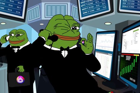 Pepes trading crypto custom NFT art Web Meme, Academic Lifestyle, Meme Frog, Marketing Meme, Frog Doll, Toys Design, Crypto Art, Risk Reward, Gaming Art