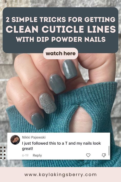 If you've struggled to get perfect cuticle lines with dip powder, use these 2 simple tricks for a beautiful finish. Dip Nail Tutorial, Manicure Colours, Dip Powder Nail Art, Diy Dip Powder, Dip Powder Manicure, Acrylic Dip Nails, Dip Manicure, Dip Nail, Powder Manicure