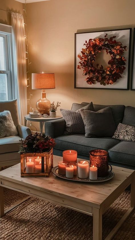 Chasing Chemical Sunsets - 50 Country Cozy Fall Vibes for Home Fall Living Room Wall Decor Ideas, Fall Country Home Decor, Simple Fall Apartment Decor, Fall Decoration Apartment, Autumn Aesthetic Home Decor, Minimalistic Fall Decor Living Room, Cozy Fall Decor Bathroom, Cozy Living Room Decor Ideas On A Budget, Halloween Decor Ideas For Living Room