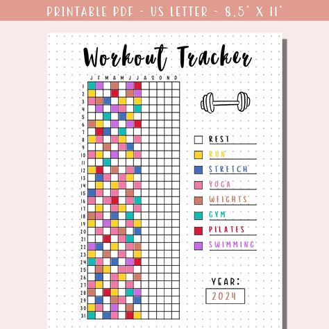 Workout Tracker Printable Bullet Journal Fitness Tracker Daily Exercise Log Printable Journal Page - Etsy 2024 Tracker, Bullet Journal Log, Workout Tracker Printable, Journal Exercise, Diario Bullet, Printable Bullet Journal, Fitness Tracker Printable, Ipad Ideas, Journal 2024