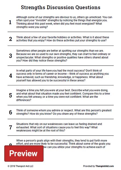 Writing and conversation prompts to explore your strengths Questions To Ask Clients In Therapy, Therapy Discussion Questions, Values Worksheet Therapy, Strength Based Therapy Activities, Values Questions, Strengths List, Strengths Worksheet, Therapist Aid Worksheets, Gallup Strengths Finder