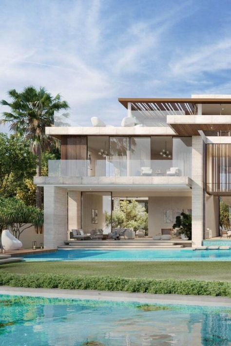 3 Bedroom Villa For Rent In Mirdif Dubai Houses Luxury, Villas In Dubai, Deck Decor Ideas, Pool Deck Decor, Villa In Dubai, Dubai Villa, Pool Party Food, Luxury Villa Design, Dubai Houses