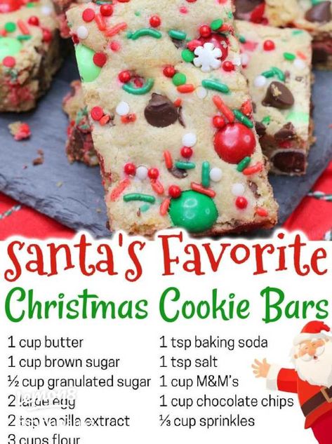 Christmas Cookie Bars, Dessert Christmas, Christmas Baking Recipes, Christmas Sprinkles, Christmas Candy Recipes, Cookies Christmas, Christmas Food Desserts, Christmas Dessert, Xmas Cookies