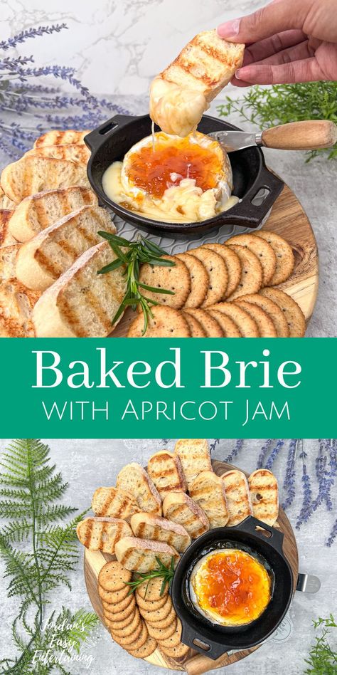 This baked brie with apricot jam recipe is a perfect party appetizer that you can prepare and serve in under 15 minutes. Baked Brie With Apricot Jam, Apricot Brie, Apricot Jam Recipe, Butter Spreads, Apricot Jam Recipes, Brie Appetizer, Brie Recipes, Easy To Make Appetizers, Xmas Dinner