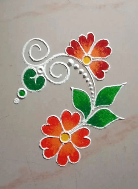 Aesthetic Rangoli Easy, Small Rangoli Design For Daily Flowers, Diwali Rangoli Unique Design, Round Rangoli Designs Latest Unique, Ragoli Color Simple, Rangoli Designs Flower Easy, Rangoli Pic, Simple Rangoli Designs Easy Small, Small Rangoli Design For Daily