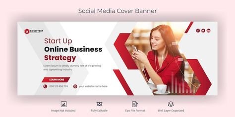 Creative business social media facebook ... | Premium Vector #Freepik #vector #conference-banner #web-poster #creative-marketing #webinar-banner Cover Photo Design, Online Business Strategy, Creative Banners, Facebook Cover Design, Business Social Media, Facebook Design, Event Poster Design, Business Banner, Website Banner