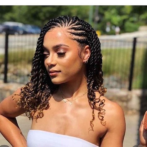 You can add any cornrow you prefer to it. Bob Braids Hairstyles, Short Box Braids Hairstyles, Short Box Braids, African Hair Braiding Styles, Box Braids Hairstyles For Black Women, Braided Cornrow Hairstyles, Braids Hairstyles Pictures, Twist Braid Hairstyles, Short Braids