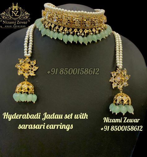 nizamizewar specialise in jadau jewellery as it represents the elegant look of Nizami era 💯🥳 We bring you 6crt gold plated jadau necklace (JADAVI LACHA) with sarasari earrings To order dm or whatsapp@8500158612 Jadau Choker, Jadau Necklace, Jadau Jewellery, Elegant Look, Choker, Gold Plate, Plating, Gold