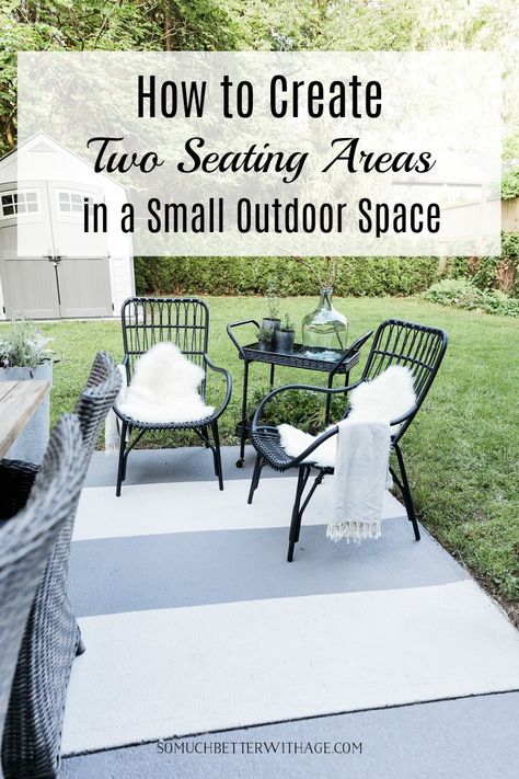 How to Create Two Outdoor Seating Areas in a Small Space | So Much Better With Age | I’ll show you how to create two outdoor seatings areas in a small space today. I love having an eating area and a cozy spot to enjoy a glass of wine. #patio #outdoorliving #summerstyle Seating Corner, Outdoor Makeover, Metal Outdoor Furniture, Backyard Furniture, Outdoor Wicker Furniture, Cozy Outdoor, Bedroom Seating, Outdoor Eating, Outdoor Furniture Plans