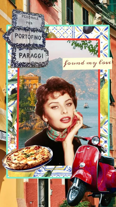 #portofino #Italy #sophia #loren #pizza #vespa #vintage #resort #aesthetic #italian Vintage Italian Aesthetic, Portofino Aesthetic, Vintage Italy Aesthetic, Italian Vespa, Resort Aesthetic, Italy Dinner, Italian Postcard, Italian Summer Aesthetic, 50s Aesthetic