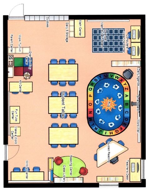 Kindergarten Classroom Layout, Classroom Floor Plan, Preschool Classroom Layout, Classroom Setup Elementary, Preschool Classroom Setup, Kindergarten Classroom Setup, Daycare Design, Preschool Rooms, Sped Classroom