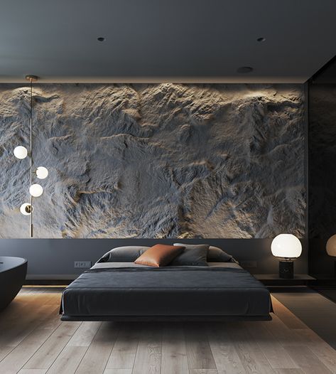 Interior Images, Floating Bed, Iceland Reykjavik, Luxury Bedroom Design, تصميم للمنزل العصري, Reykjavik Iceland, Luxury Bedroom Master, Bedroom Bed Design, Dark Interiors