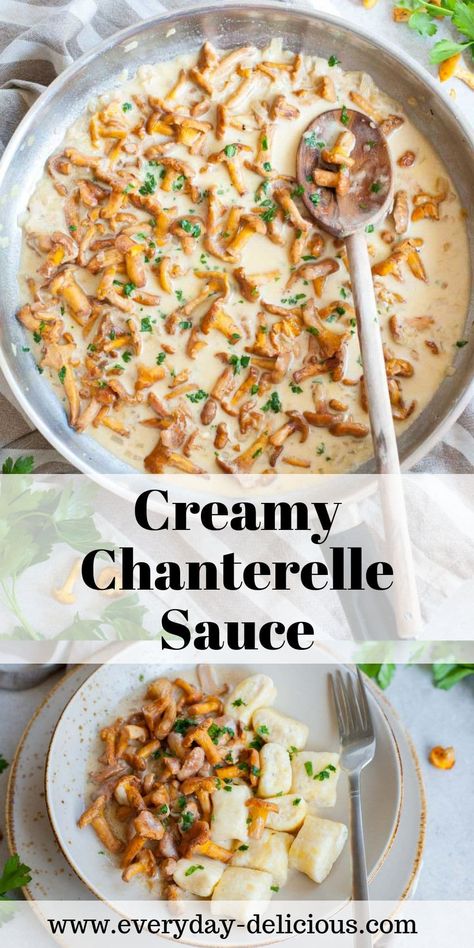 Cream Of Chanterelle Soup, Chanterelle Soup Recipes, Chicken Chanterelle Mushroom Recipes, Recipes Using Chanterelle Mushrooms, Chanterelle Mushroom Pasta, Dried Chanterelle Mushroom Recipes, Recipes With Chanterelle Mushrooms, Chantrell Mushrooms Recipes Pasta, Hidden Mushroom Recipes