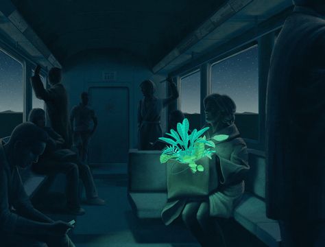 The Botanist, Train Illustration, Night Illustration, Graphisches Design, Train Art, Art Et Illustration, Wow Art, Ap Art, Blue Painting