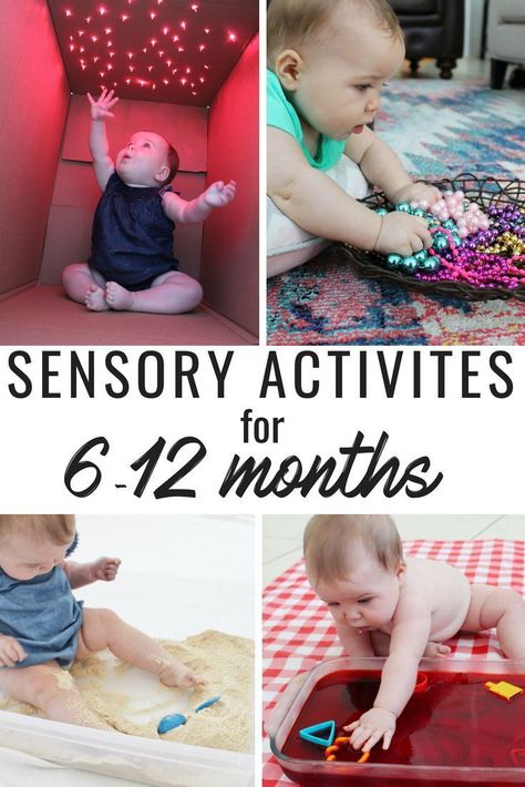 Sensory Activities for babies 6 to 12 months. Great activities to work on your babies fine motor skills too! A few of these are even edible which are always a hit with our little one! Pin and Save! Baby Zintuiglijk, Infant Sensory Activities, Famous Babies, Big Brain, Baby Sensory Play, Baby Play Activities, Baby Learning Activities, Baby Activities, Baby Tips