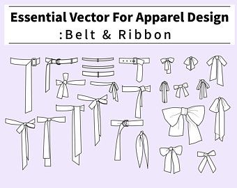 Belt Design Drawing, Ribbon Technical Drawing, Belt Illustration Fashion Sketches, Belt Drawing References, Belt Reference Drawing, Belts Drawing, Ribbon Reference, Belt Drawing, Ribbon Drawing