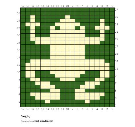 Copy of Copy of frog by margie jay | Chart Minder Crochet Tapestry Pattern Frog, Easy Intarsia Knitting Patterns, Crochet Pattern Graph Charts, Frog Knitting Chart, Elephant Grid Pattern, Crochet Color Work Chart, Bird Tapestry Crochet, Crochet Tapestries Pattern, Mushroom Tapestry Crochet Pattern