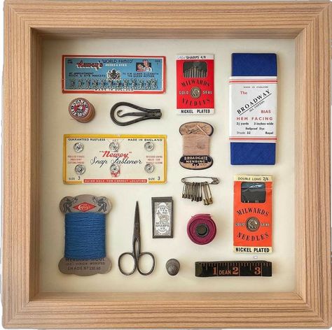 Mini Museum, Shadow Box Art, Vintage Display, Assemblage Art, Inspiration Wall, Shadow Boxes, Memory Box, Displaying Collections, Sewing Room