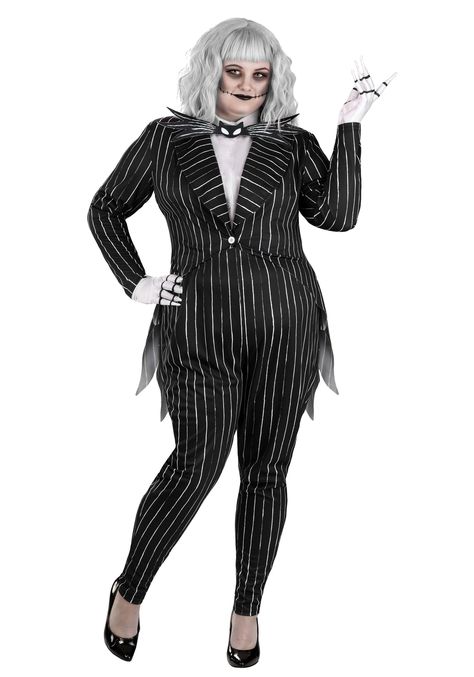 PRICES MAY VARY. Size: 2X GHOULISHLY GRAND: Transform into the eerie Pumpkin King himself with our Women's Plus Size Jack Skellington Halloween Costume! Embrace Jack's iconic style with a flowing coat and pinstripe jumpsuit, perfect for hauntingly chic Halloween fun. Let your spooky side shine as you reign supreme in the pumpkin patch, captivating all with your regal and ghoulish elegance. ENCHANTING ELEGANCE: Step into a world of whimsy with our Disney Jack Skellington Costume! This meticulousl Jack Skellington Halloween Costume, Skellington Costume, Halloween Costume Adult, Jack Skellington Costume, Plus Size Disney, Pinstripe Jumpsuit, Disney Nightmare Before Christmas, Pumpkin King, Chic Halloween