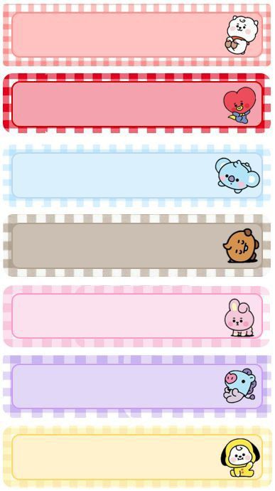 Bt21 Bookmark, School Stickers Labels, Notebook Labels, Printable Paper Patterns, خريطة ذهنية, Subject Labels, Penanda Buku, Note Pad Design, Note Writing Paper