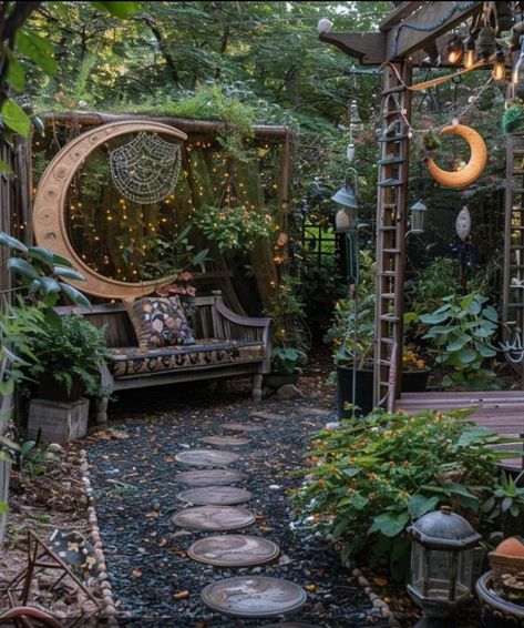 Witchy Garden, Goth Garden, Upcycle Garden, Gothic Garden, Witch Garden, Moon Garden, Magical Garden, Back Garden, Backyard Oasis