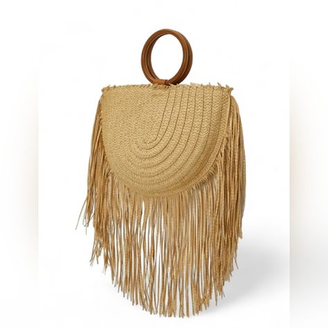 Shop xsentrik's closet or find the perfect look from millions of stylists. Fast shipping and buyer protection. Fringe. Paper. Straw bag. Large size. Doubled round handle. Vacation ready handbags. Magnetic snap closure. Size: Height 11.8" Width 15.7" Depth 1.2" Strap Drop 4.7" Khaki Round Handle, Snap Closure, Straw Bag, Large Size, Straw, Handbags, Ring, Closet, Women Shopping