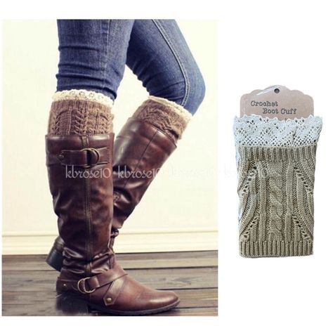 Chunky Cable Knit Boot Toppers With Lace Trim New In Package Color: Tan With Cream Crocheted Trim Add Immediate Style And Warmth To Your Fall And Winter Outfits With These On Trend Boot Toppers! Boot Accessories *Colors May Vary Slightly Due To Lighting And Device Used For Viewing. Thigh High Compression Socks, Parisian Stripes, Loafers With Socks, Fall And Winter Outfits, Knit Boot, Boot Toppers, Cozy Boots, Striped Tights, Black And White Stars