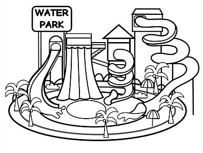 Theme Park, Water Park and Playgrounds | Rainbow Playhouse Park Coloring Pages, Water Park Ideas, Water Theme Park, Kids Sheets, Water Drawing, Park Pictures, About Water, Art Theme, Cartoon Coloring Pages