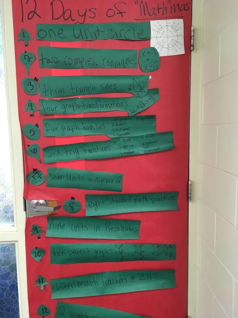 Clever content-specific classroom Christmas doors! Mrs. Hoskins, math. Math Christmas Door, Christmas Door Decorating, Door Decorations Classroom Christmas, Christmas Doors, Christmas Door Decorating Contest, Door Decorating Contest, Classroom Christmas, Door Decorating, Christmas Math