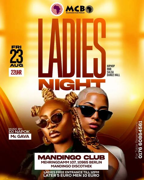 LADIES NIGHT #clubflyer #nightlife #germany🇩🇪 #flyer #eflyer #partyflyer Tiger Bar, Ladies Night Flyer, Poster Marvel, Instagram Ladies, Party Flyers, Club Flyers, Marvel Posters, Dance Hall, August 19