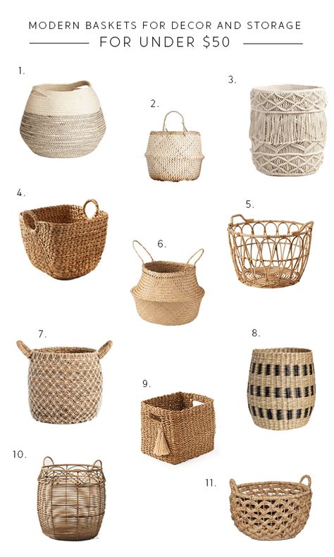 Modern Baskets for under $50 #baskets #storage #organizing Baskets For Decor, Modern Baskets, Baskets For Storage, Baskets Storage, Storage House, Home Decor Baskets, Blanket Storage, Diy Crafts To Sell, Basket Decoration