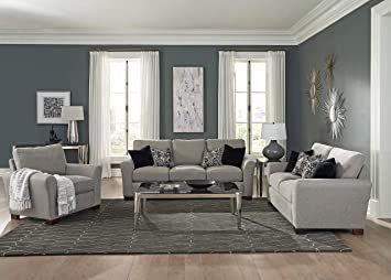 Coaster Home Furnishings Drayton 3-Piece Flared Arm Upholstered Warm Grey Living Room Set Grey Sofa Set, Grey Living Room Sets, Transitional Chair, Furnitur Ruang Keluarga, Set Sofa, Couch And Loveseat, Contemporary Style Homes, Grey Upholstery, Ornate Furniture