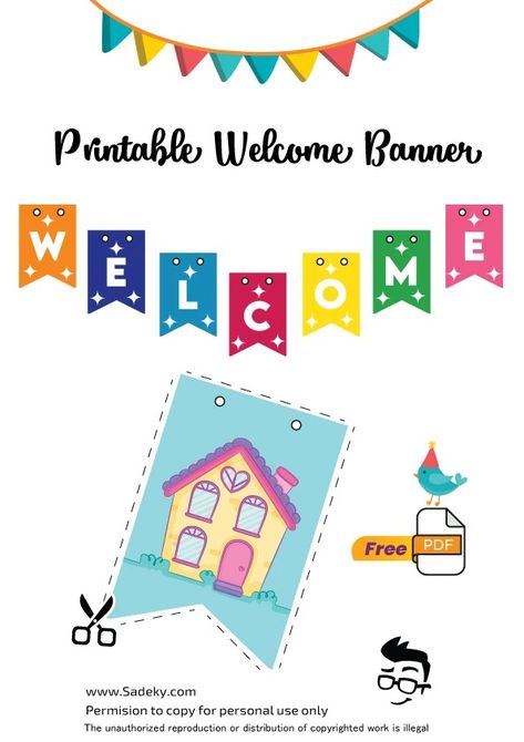 Free Printable Welcome Banner For Home And Classroom | Sadeky Welcome Home Printable Free, Welcome Home Banner Printable Free, Welcome Banner Printable Free, Welcome Banner Printable, Free Printable Banner Letters, Welcome Banners, Welcome Home Banners, Banner Clip Art, Printable Banner Letters